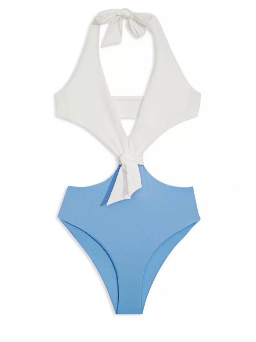 NWT Onia Lucy Halter One-Piece in White and Blue